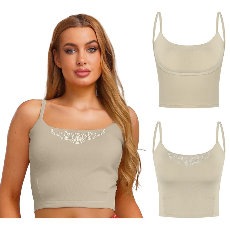 Womens Tops Stage Vest Folk Camisole Traditional Cropped Dance Exquisite Sling