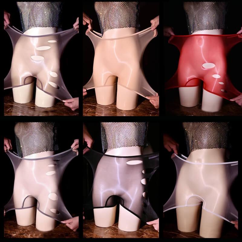 Womens Ultra Thin Sheer Boxer Shorts Underwear Silky Shiny Glossy Briefs Panties