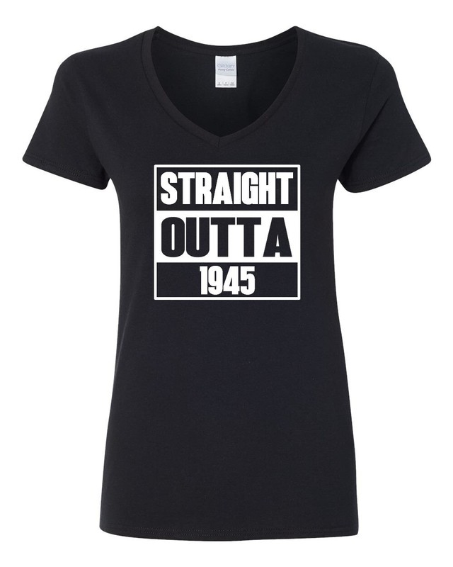 Womens V-neck Straight Outta 1945 Shirt - Funny 80th Birthday Gift For Mom Tee