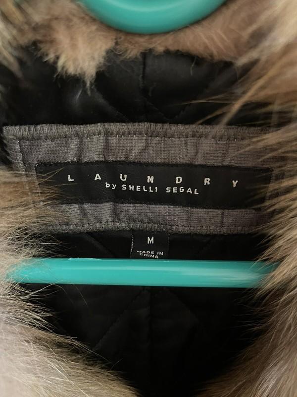 Womens Warm Jackets Fox Trim - Laundry By Shelli Segal Size M Colour: Olive