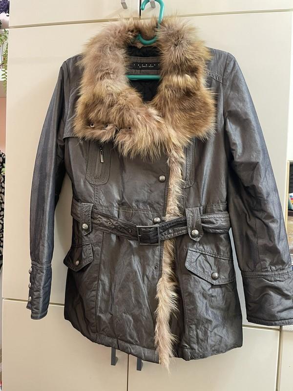 Womens Warm Jackets Fox Trim - Laundry by Shelli Segal size M colour: olive