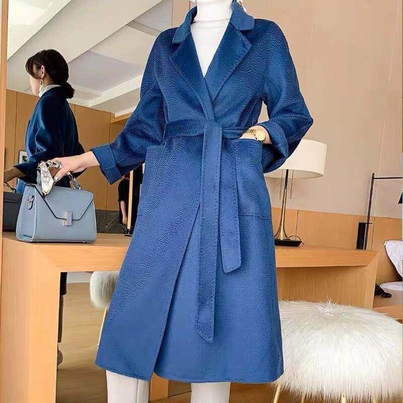 Womens Wool Cashmere Lapel Collar Over Knee Length Long Trench Coat Overcoat New
