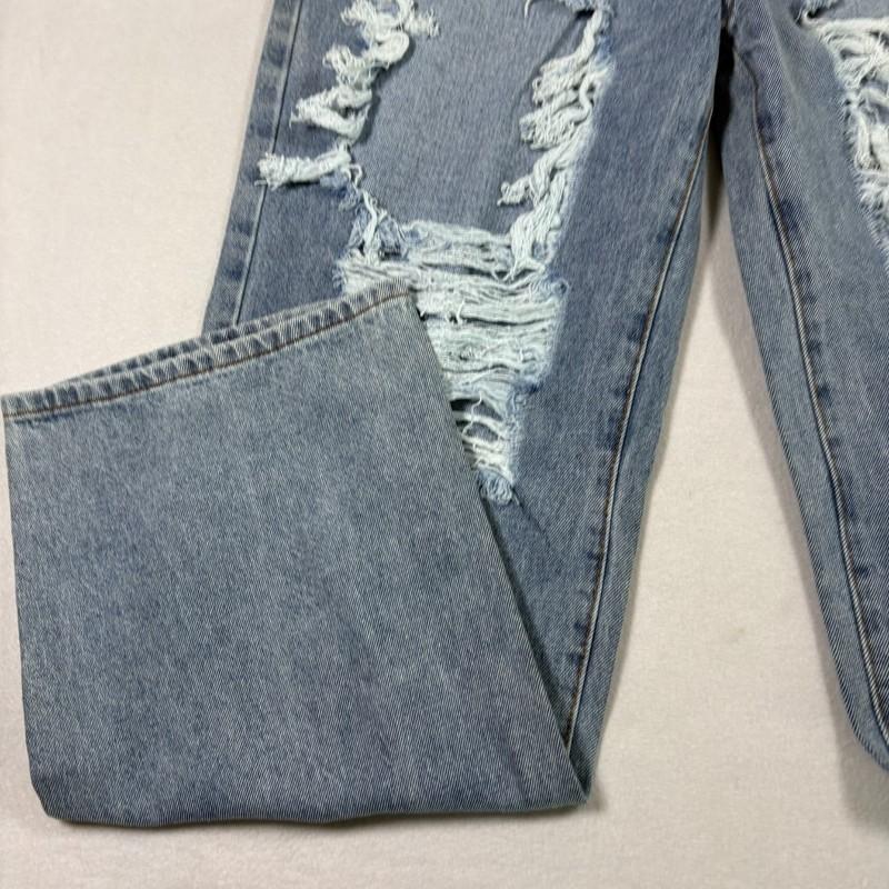 Womens XL Distressed Baggy Jeans Light Wash Ripped Grunge Y2K 90 High Rise Denim