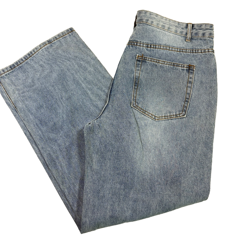 Womens XL Distressed Baggy Jeans Light Wash Ripped Grunge Y2K 90 High Rise Denim