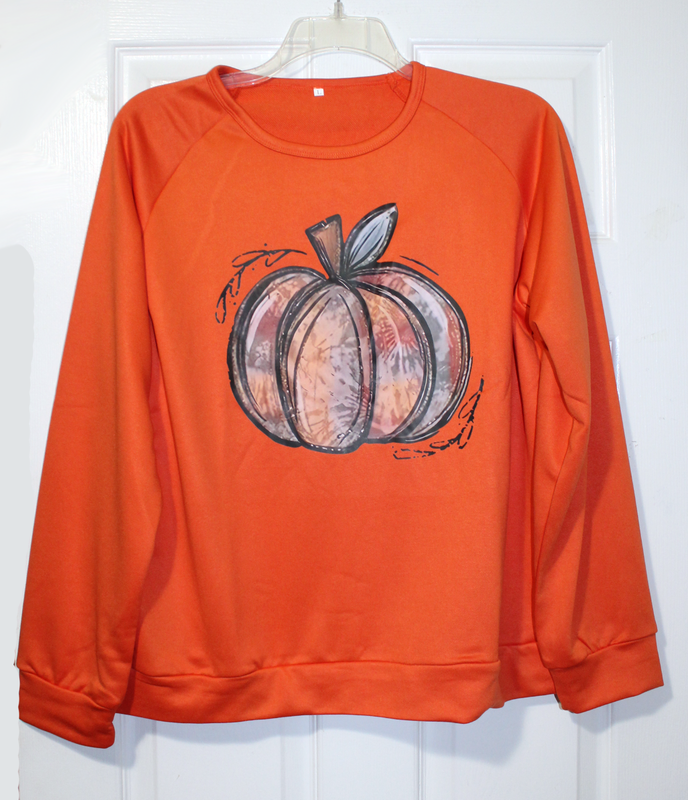Womens XL Orange Pumpkin Fall Halloween Sweatshirt Top NWT