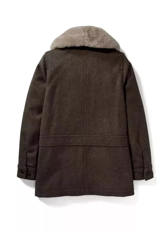 Womens Yellowstone Beth Dutton Kelly Reilly Brown Wool Coat With Shearling