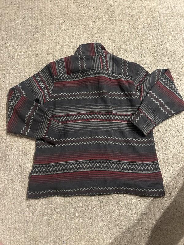 Woolrich 1/4 Zip Wool Pullover Jacket Womens Size L Maroon Aztec Nylon Western