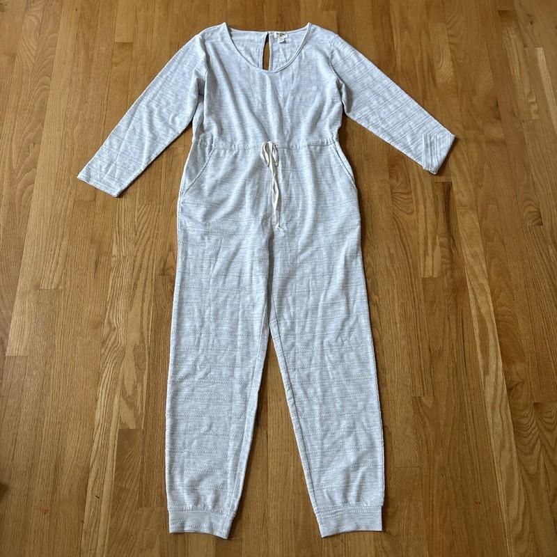 World Market Jumpsuit Womens S/M Gray Long Sleeve Adjustable Waist Cotton Blend