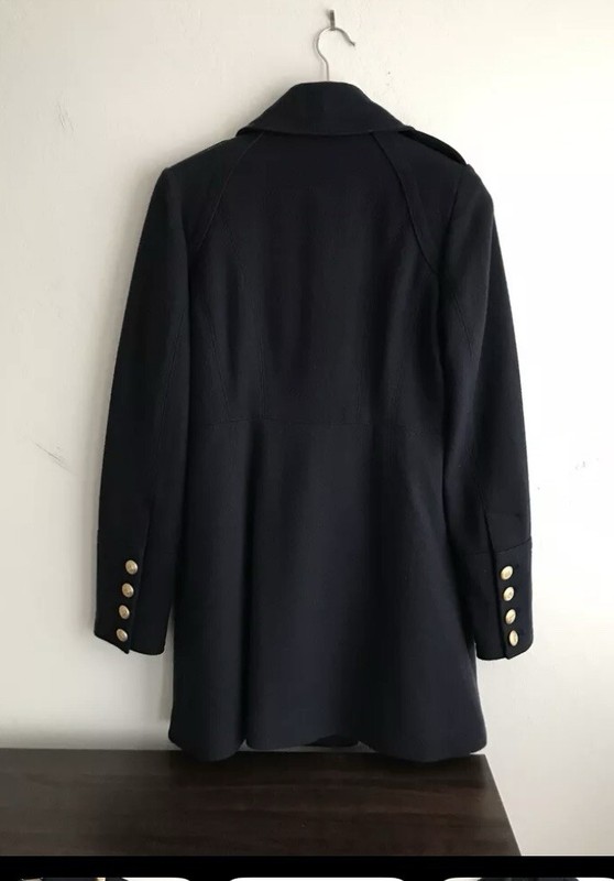 Worthington Sz Medium Navy Wool Women’s Coat Peacoat Gold Buttons