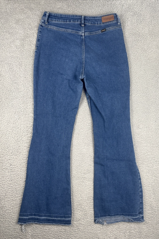 Wrangler Jeans Women's Size 12 High-Rise Fierce Flare Raw Hem Boho Country Gypsy