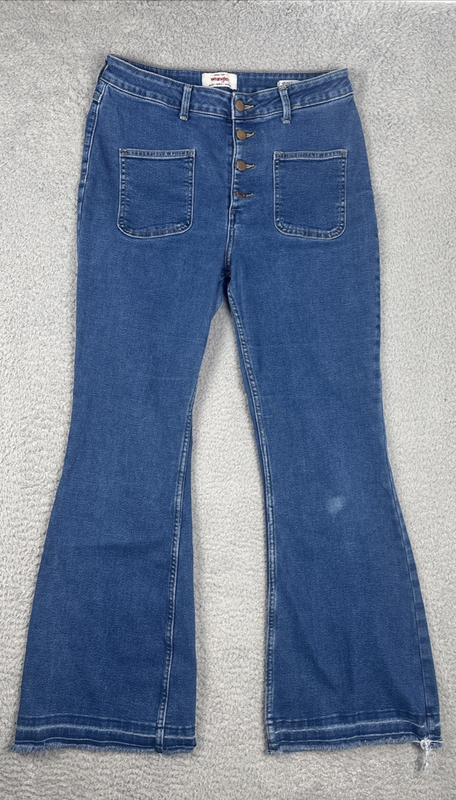 Wrangler Jeans Women's Size 12 High-Rise Fierce Flare Raw Hem Boho Country Gypsy