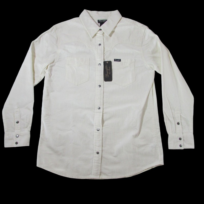 Wrangler Retro Women's Long Sleeve Corduroy Snap Shirt - Off White