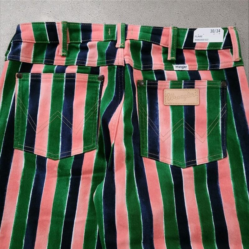 Wrangler Wanderer Jeans Womens 30 X 34 Striped 622 High Rise Flare Multicolor