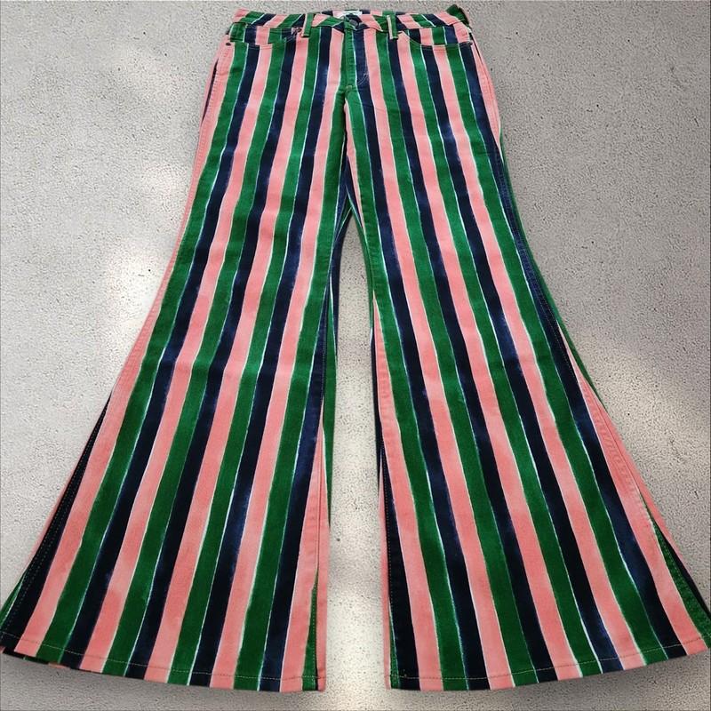Wrangler Wanderer Jeans Womens 30 X 34 Striped 622 High Rise Flare Multicolor