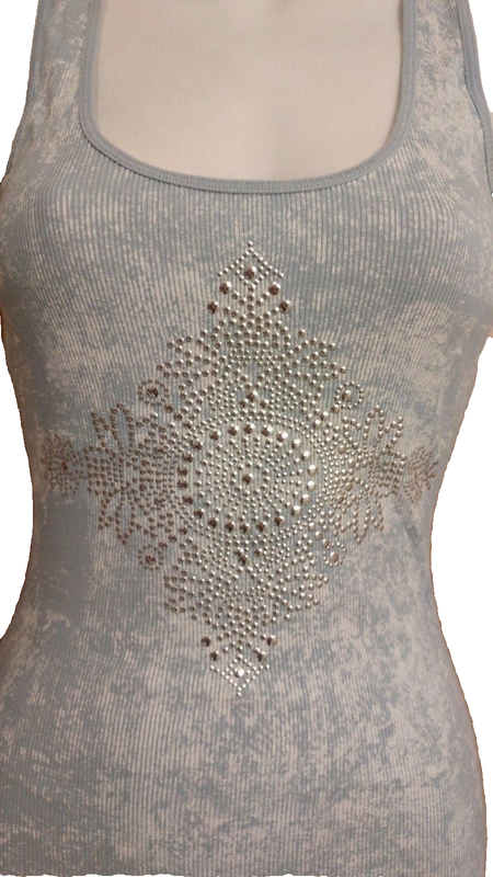 X2 Express Juniors Tank Top Shirt Small Ribbed Metal Diamond Design Cute New