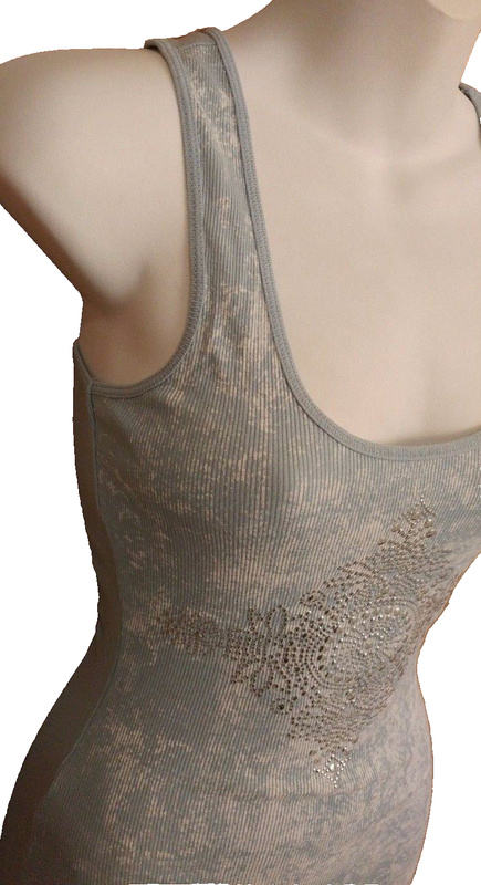 X2 Express Juniors Tank Top Shirt Small Ribbed Metal Diamond Design Cute New