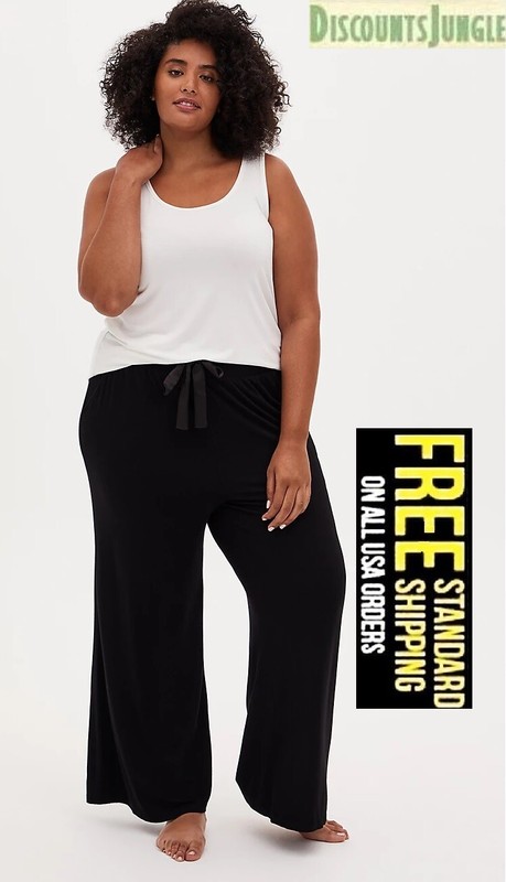X2 Pack Passports Soft Womens Plus Size Wide Leg Drawstring Casual Pajamas Pants