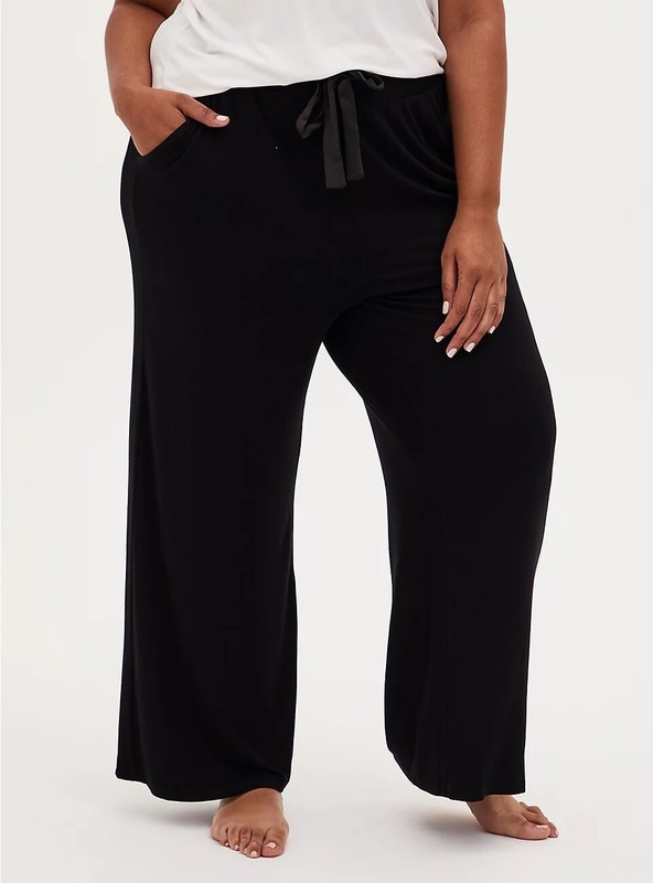 X2 Pack Passports Soft Womens Plus Size Wide Leg Drawstring Casual Pajamas Pants