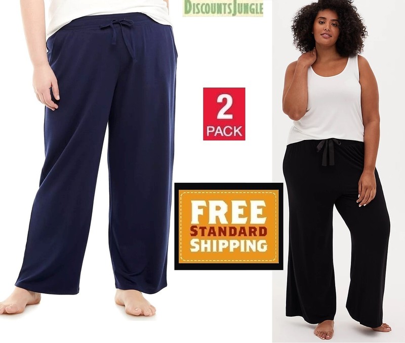 X2 pack Passports soft womens plus size wide leg drawstring Casual Pajamas Pants