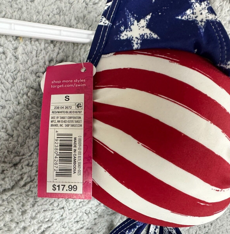 Xhilaration Bikini Top Womens Teen Small Stars Stripes Patriotic American Flag
