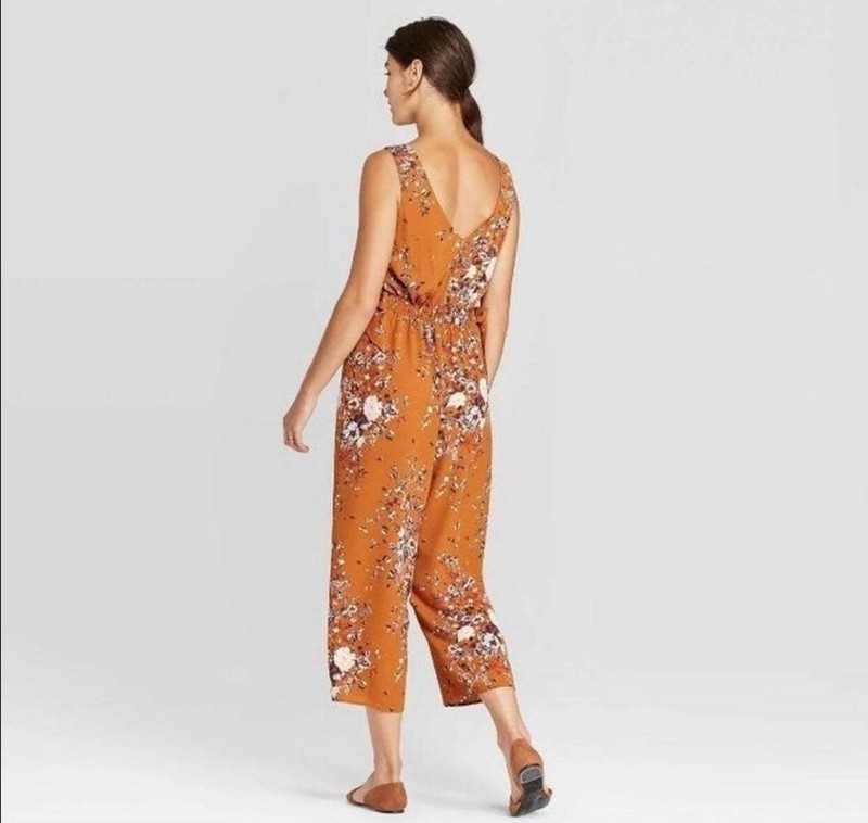 Xhilaration Floral Square Neck Tie Waist Jumpsuit Sizes XS S M (B2)