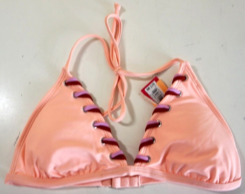 Xhilaration Juniors Pink Meringue Triangle Halter Bikini Swim Top D/DD Cup