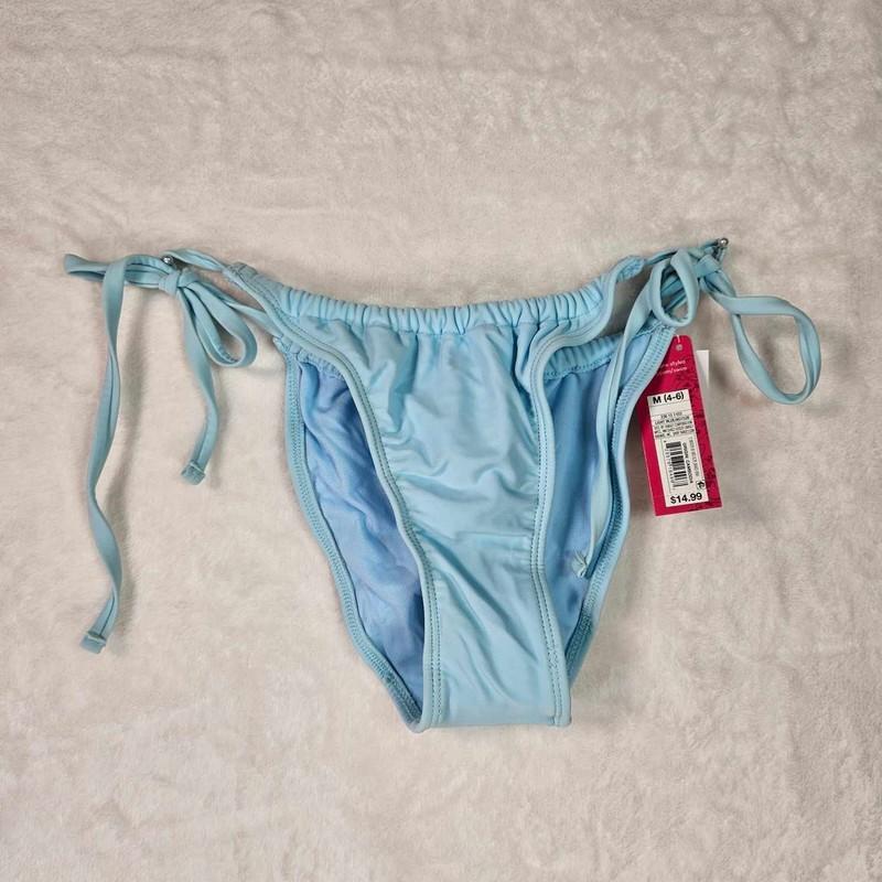 Xhilaration Juniors' Shirred Side-tie High Leg Scoop Bikini Bottom - Blue