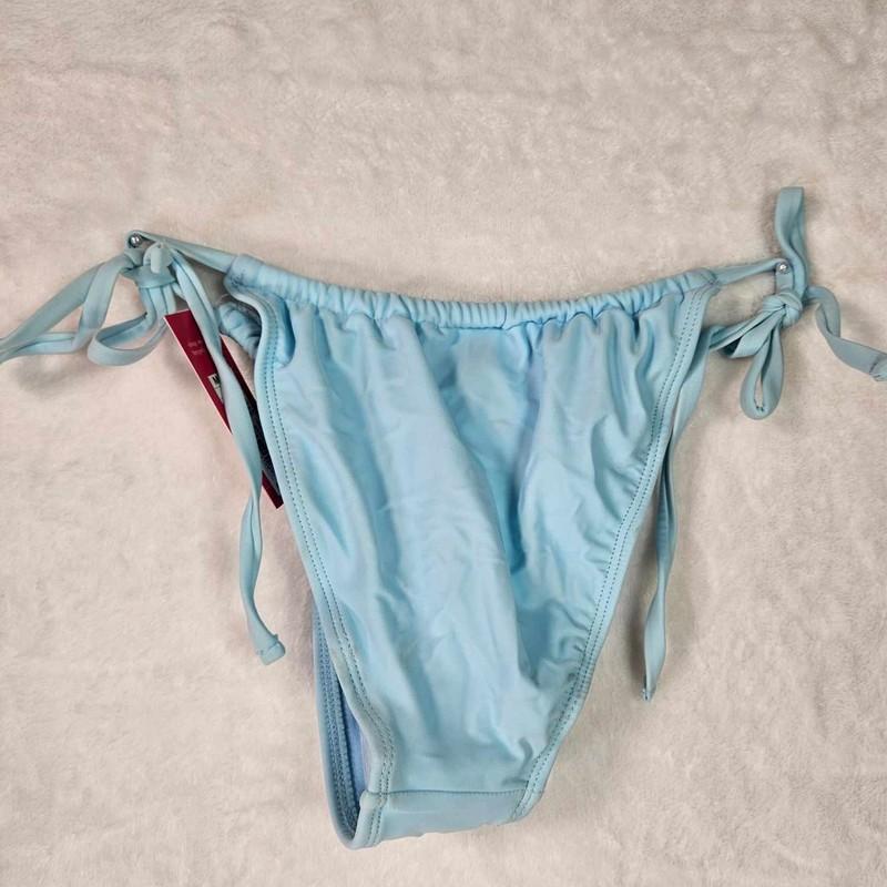 Xhilaration Juniors' Shirred Side-tie High Leg Scoop Bikini Bottom - Blue