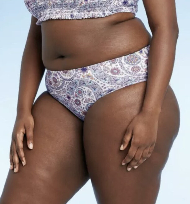 Xhilaration Women’s 24 26W Bikini Bottom Hipster Paisley Multicolor Print