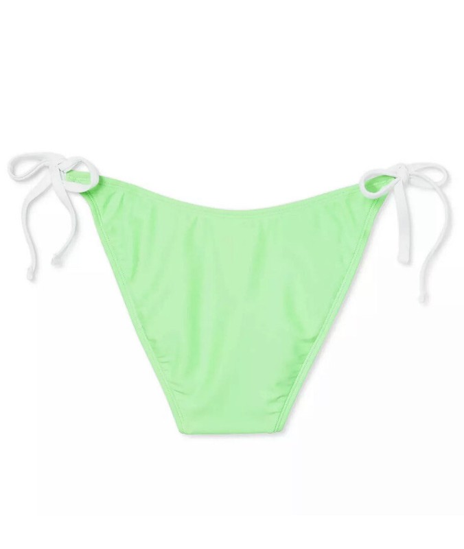 Xhilaration Women’s XL Bikini Bottom Lime Green Contrast Binding High Leg Scoop