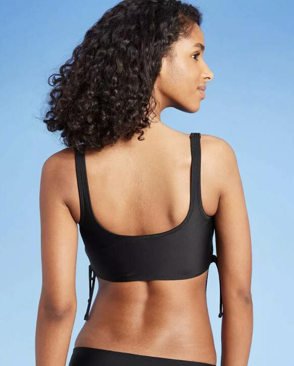 Xhilaration Women’s XS 00 Bikini Top Black Lace-Up Longline Bralette