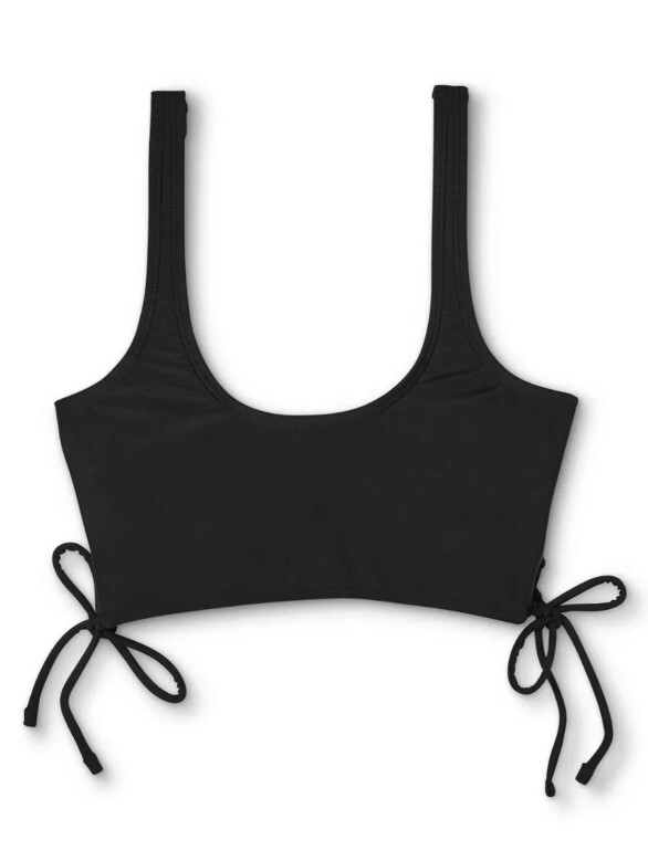 Xhilaration Women’s XS 00 Bikini Top Black Lace-Up Longline Bralette