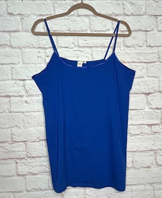XL/1X/2X/3X New Cotton Long Royal Blue Stretchy Knit Tank Extender Tee