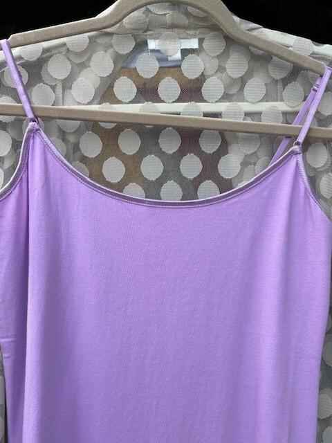 XL/1X/2X New Cotton Long Purple Lavender Stretchy Knit Tank Top Extender Tee