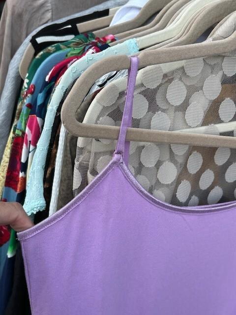 XL/1X/2X New Cotton Long Purple Lavender Stretchy Knit Tank Top Extender Tee