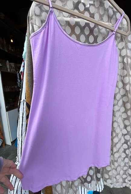 XL/1X/2X New Cotton Long Purple Lavender Stretchy Knit Tank Top Extender Tee
