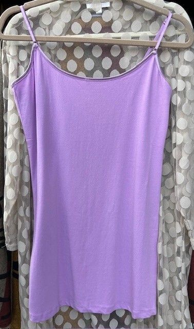 XL/1X/2X New Cotton Long Purple Lavender Stretchy Knit Tank Top Extender Tee