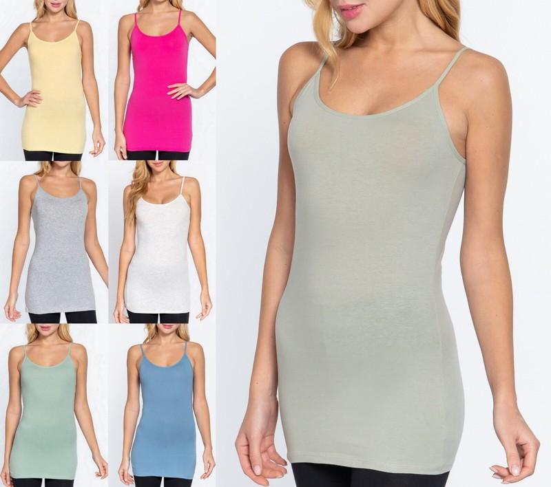XL 1XL 2XL 3XL Women Tank Top Plus Size Long Cotton Cami Spaghetti Straps No Bra
