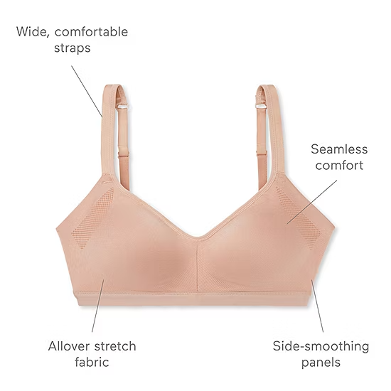 XL NWT Warner's 3911A Easy Does It Smoothing Lightly Lined Wireless Bra Black
