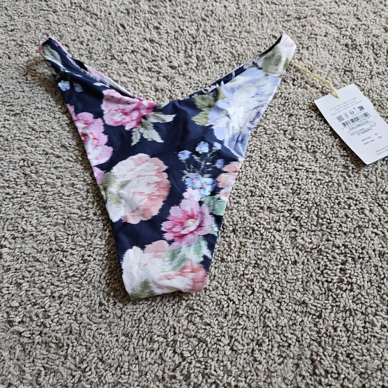 XS Maaji Women's Standard Mid Rise Blue Floral Reversible Swim Bottoms NEW