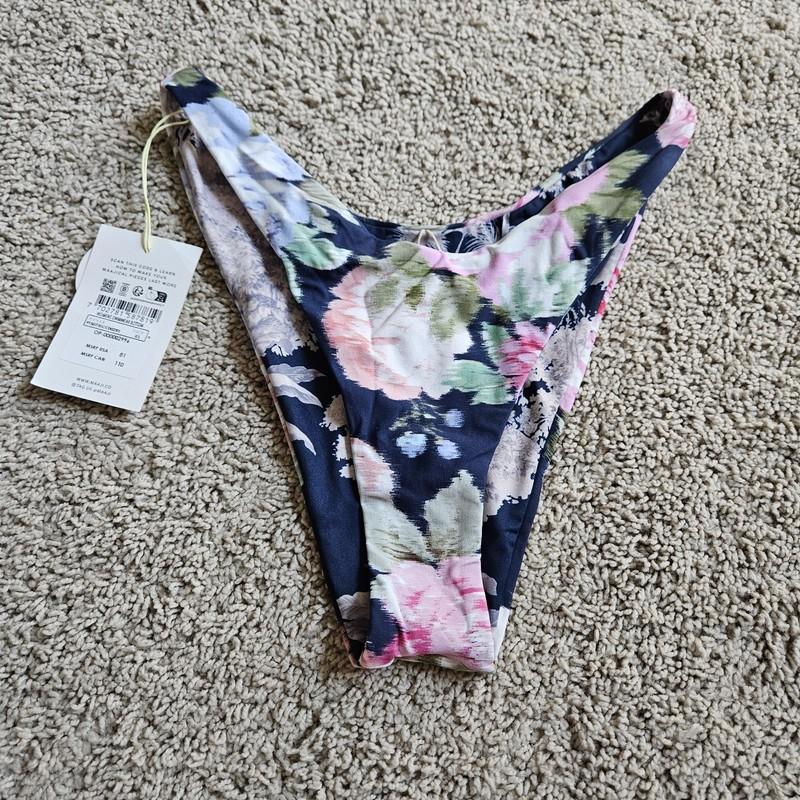 XS Maaji Women's Standard Mid Rise Blue Floral Reversible Swim Bottoms NEW