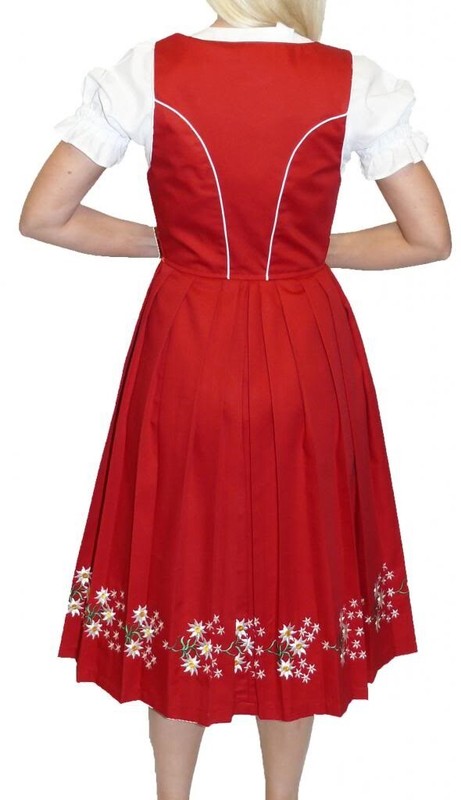 XS S M L XL 2XL German Dirndl Dress Long EMBROIDERED Red Oktoberfest Waitress