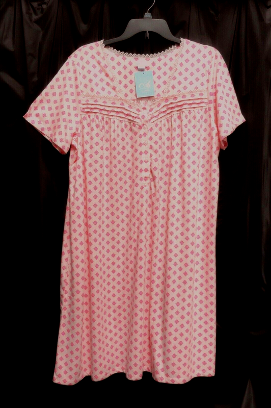 XXL~XXXL ADONNA PINK MEDALLION COTTON BLEND SOFT STRETCH KNIT GOWN NIGHTGOWN NEW