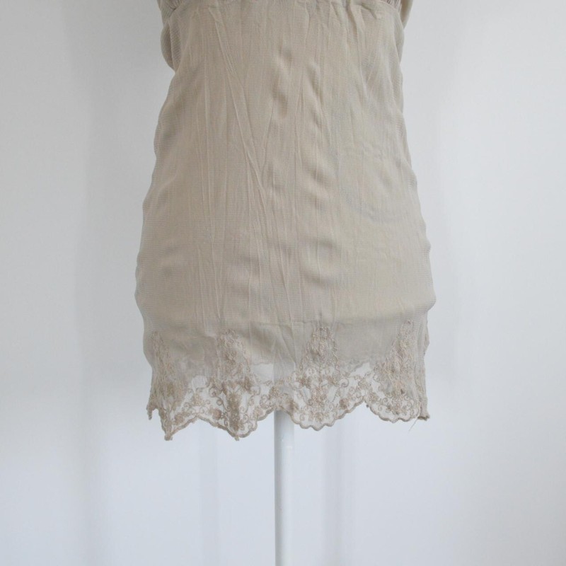 Y2k 00s Vintage Beige Khaki Fairy Fairycore Boho Chic Aesthetic Top Blouse M