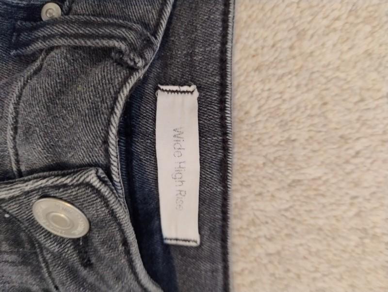 Y2K High Rise Wide Leg Jeans Grey Cotton Size S 8 Mint Condition See Measurement