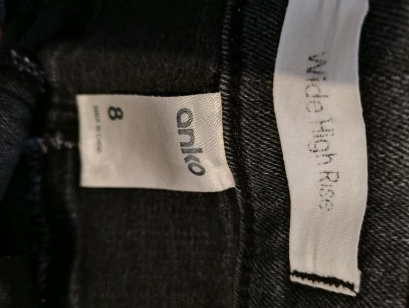 Y2K High Rise Wide Leg Jeans Grey Cotton Size S 8 Mint Condition See Measurement