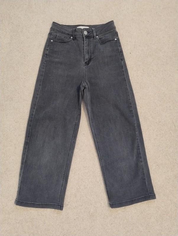 Y2K High Rise Wide Leg Jeans Grey Cotton Size S 8 Mint Condition See Measurement