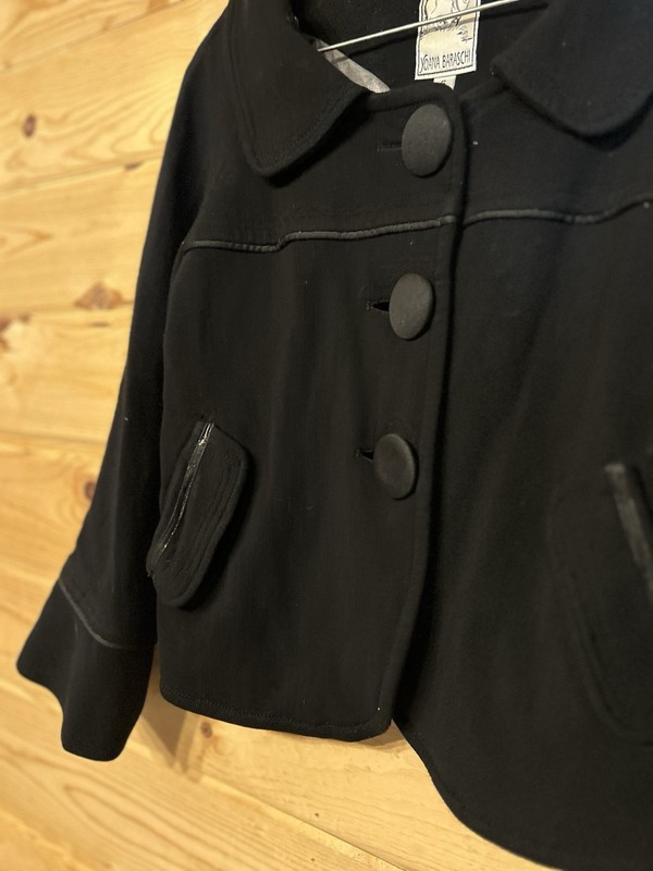 Yoana Baraschi Women’s Cropped Jacket Black Size 6 Wool Blend Lined Retro Mod