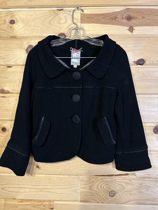 Yoana Baraschi Women’s Cropped Jacket Black Size 6 Wool Blend Lined Retro Mod