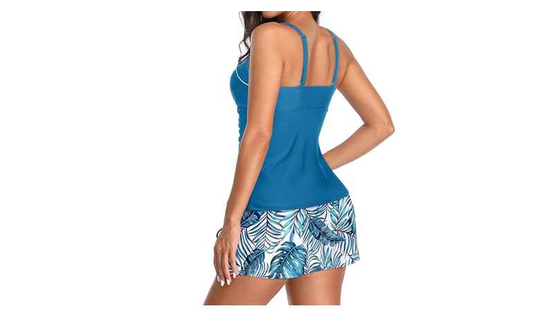 Yonique Womens Underwire Tankini Swimsuits With Skirt Two Piece Bathing Suits L
